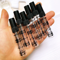 香水瓶分装瓶玻璃香水小样瓶旅行便携喷雾瓶按压喷瓶细雾小空瓶子 5ML黑格6个