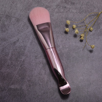 软毛面膜刷美容水疗刷带挖勺脸部涂膜刷子涂抹式硅胶刷泥膜专用刷 粉色毛刷 (买二送一) 人造纤维