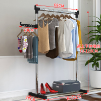 简易晾衣架落地室内外阳台凉挂衣架衣服架子单杆式晒衣架升降折叠 单杆不伸缩-(小号)+置物架 1个