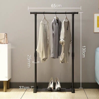 晾衣架落地折叠室内挂衣架简易衣架家用单杆式晒衣架凉衣服的架子 黑迷你（不可以伸缩） 大