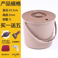 小号家用茶桶茶渣桶 塑料茶水桶茶台下水桶废水桶 茶具配件排水桶 棕色圆形(标配)