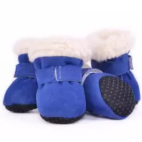 狗狗鞋子比熊小型犬冬季泰迪鞋一套4只宠物鞋博美狗脚套 蓝色 S(参考体重1-3斤)