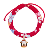 猫咪刻字项圈狗狗脖子饰品猫牌狗牌吊牌防丢猫猫铃铛脖圈宠物用品 红色飞鸟樱 XS:可调节范围15-20cm