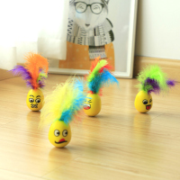 猫玩具自嗨猫咪玩具表情羽毛不倒翁逗猫棒宠物用品创意猫咪用品 表情随机发货