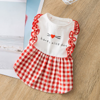 猫咪公主蕾丝裙小幼猫奶猫宠物的可爱网红衣服春秋装薄款无防掉毛 21新款#红格裙 XS(体重1-3斤)