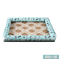 狗窝夏天凉席狗狗夏季猫咪泰迪小型中型犬网红猫窝宠物用品狗垫子 绿色小猫【冰丝款】 S【适合5斤内】收藏加购优先发货