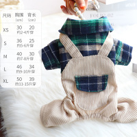 狗狗衣服春秋装猫衣服薄款可爱泰迪小型犬宠物衣服 绿格学生背带裤 XS号(约适合2-4斤穿)收藏加购,2件95折