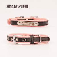 刻字狗狗项圈猫咪铃铛狗圈颈圈小型犬中型犬狗狗用品项链脖套宠物 黑色项圈 XXS(建议体重4斤以内)