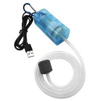 USB车载养鱼氧气泵鱼缸家用小型超静音便携增氧泵充电钓鱼打氧机 1W静音款 蓝色 气石
