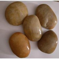 超特大号天然黑白黄色鹅卵石雨花石石头鱼缸石花盆装饰石头铺地石 黄色鹅卵石4-5厘米3颗