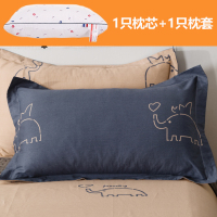 送纯棉枕套枕头单人带枕套套装学生宿舍简约男枕芯不塌陷不变形 A蓝色物语(1个枕芯+1个枕套)