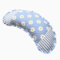 纯棉月牙枕头按摩保健护颈椎助睡眠荞麦壳小米壳儿童成人学生宿舍 月牙天蓝色小花(小米壳)