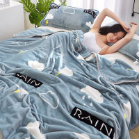 秋冬珊瑚绒毛毯法兰绒单人加厚学生毛巾被子午睡沙发空调盖腿毯薄 云朵之恋-灰 70CMX100CM午睡小盖毯