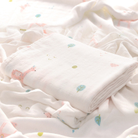 新生婴儿浴巾夏季薄款宝宝纱布被子两层2纯棉竹纤维儿童盖毯盖被 2层竹棉夏季薄款[清新粉鹿] 110X140CM