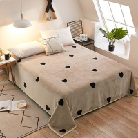 毯子垫床单珊瑚毛毯子法兰绒毯毛绒绒被子床单人学生宿舍空调盖毯 爱心咖 100*150cm膝盖毯