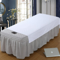 全棉美容推拿床床单 纯棉纯白色带洞床单 按摩SPA床开洞床单 纯白色无洞床单 90x180无洞