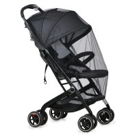 婴儿车蚊帐全罩式通用加大宝宝防蚊罩儿童伞车遮阳小手推车防蚊帐 黑色-不带拉链支架丨送两条方巾