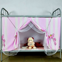 一体式床帘蚊帐学生宿舍单人女物理遮光上铺窗帘下铺布帘大学寝室 粉红豹 1.0m(3.3英尺)床