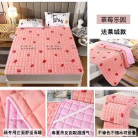 加厚羊羔绒床垫软垫保暖冬季毛垫子垫被褥宿舍单人0.9学生法兰绒 草莓乐园-法莱绒 60x120cm【婴儿床】