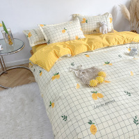 简约床上三件套小清新水洗棉单人被套床单学生宿舍寝室被子四件套 果色心情 儿童床