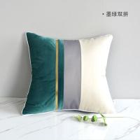 欧式沙发靠垫抱枕高档奢华北欧简约现代正方形靠枕客厅轻奢小腰枕 墨绿双拼 35x50cm仅枕套无芯
