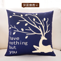 卡通抱枕套沙发靠垫芯办公室午休靠枕床头靠背靠枕腰枕汽车护腰垫 深蓝麋鹿 40cm(抱枕含芯)