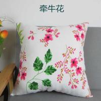 纯棉粗布抱枕套不含芯45cm枕套学生椅垫背靠沙发靠背家用床头靠垫 牵牛花 (枕套2只) 40X40cm