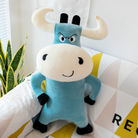 牛牛抱枕毛绒玩具牛年吉祥物公仔玩偶可爱生肖牛布娃娃男生日礼物 蓝色 28厘米