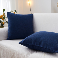 北欧沙发抱枕羊驼绒纯色靠垫客厅现代简约靠枕套含芯可拆洗腰枕套 藏青 45*45枕套