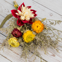 天然真花棉花玫瑰满天星尤加利干花花束带礼盒带花瓶ins网红摆件 (海棠)红玉兰睡莲花束 干花包