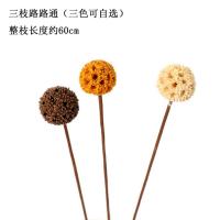 禅意干花花束套装家居摆设手工插花艺莲蓬棉花佛具道具创意装饰品 黑色 三枝路路通 干花包