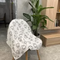 ins风法兰绒珊瑚绒毯子 可爱卡通休闲午睡小毛毯 黑白兔 80*100cm(S)
