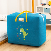 幼儿园被子收纳袋子装被褥棉被衣服的手提袋行李整理搬家打包袋V4 蓝色小恐龙[加厚仿麻] 小号:46*19*39cm[收藏