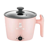 宿舍学生锅小功率寝室家用煮面神器多功能不粘防干烧一体电火炒锅 粉红不粘单锅