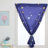 出租房魔术贴窗帘遮光布成品免打孔安装经济型简约现代卧室粘贴式 宝蓝 星球 [很小]宽0.6米*高0.6米一片