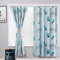 魔术贴窗帘布 全遮光隔热防晒 飘窗卧室客厅阳台遮阳免打孔安装 蓝龟背叶[加厚全遮光]挂环款 宽0.9m*高1.0m