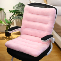 连体坐垫靠垫一体办公室靠枕靠垫超软靠背垫子护腰加高椅子垫学生 纯色粉色 长85x宽45厘米[不含耳朵]