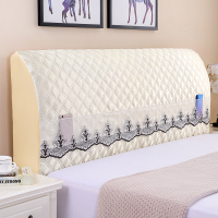 床头罩套 简约现代全包弧形防尘罩布实木床靠背罩 保护套床头套罩 特价真丝米白 1.2米