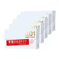 [5盒装]冈本OKAMOTO避孕套幸福001超薄避孕套 5个/盒 日本进口 超薄款