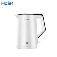 海尔(Haier) 白色双层防烫烧水壶 304不锈钢无缝内胆电热水壶1.7L大容量HKT-K6S17B