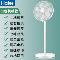 海尔(Haier) 落地扇机械款 家用轻音 节能摇头 二档调节 俯仰调节 七叶台式立式工业宿舍卧室电风扇FSJ3005
