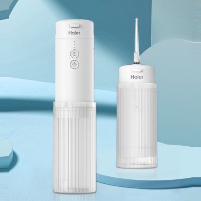 海尔(Haier)冲牙器洗牙器水牙线美牙仪洁牙器家用电动便携式旅行清洁口腔牙齿专业正畸高压脉冲 小浪花高级白B1W