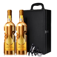 [2瓶皮盒装]法国进口LONGBOAT干红葡萄酒14度750ml