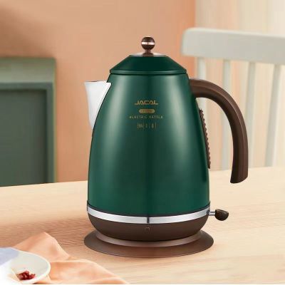 积高(JACAL)电热水壶复古家用煮茶壶1.7L大容量不锈钢电茶壶 墨绿色 E11A