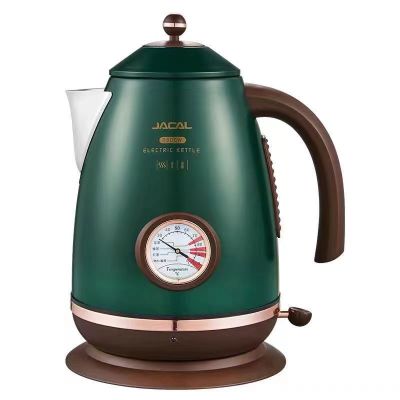 积高(JACAL)烧水壶复古实时显温咖啡煮茶壶家用电水壶 橄榄绿E11A4