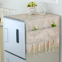 冰箱盖布单双开门冰柜防尘罩子帘滚筒式洗衣机盖巾对开门布艺蕾丝|亚麻卡 单开冰箱50*130cm/洗衣机罩