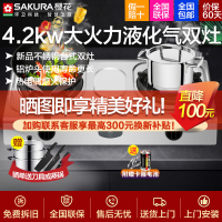 樱花(SAKURA)燃气灶TBZ06 4.2KW 不锈钢台上灶 家用灶具 台式双眼灶(液化气)