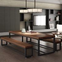 WHJ-SMCZY01实木钢架餐桌