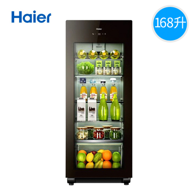 海尔(Haier)冷柜LC-168H冰吧168升 玻璃门冷藏展示柜 家用红酒柜茶叶柜 保鲜办公室