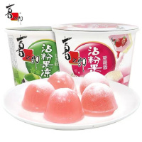 喜之郎草莓酱沾粉桶装果冻135g